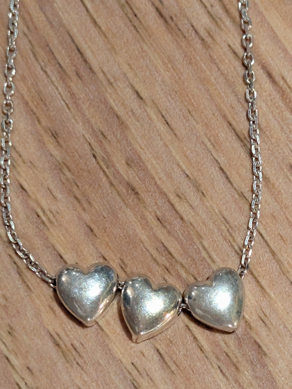 Sterling 925 Silver Triple Heart Necklace
